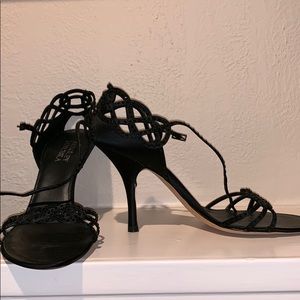 Badgley Mischka black embellished evening heel